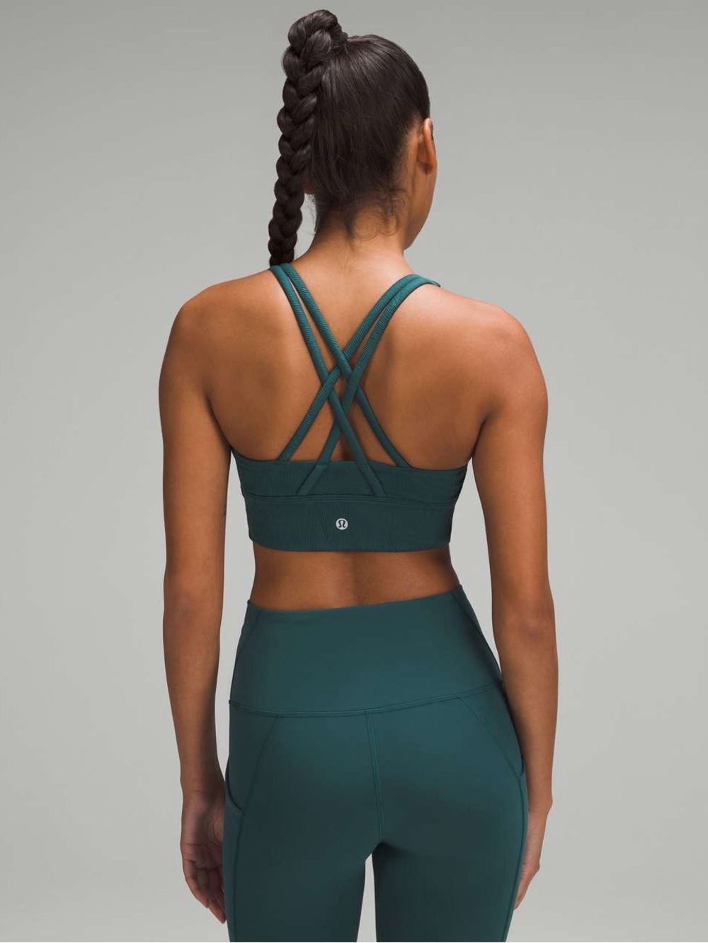 EUC Lululemon Energy Longline Ribbed Bra, B–D Cups in Storm Teal size 10